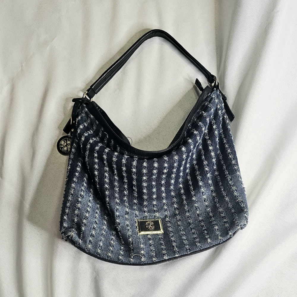 "Christian Lacroix" Chic Blue Denim Hobo Bag
